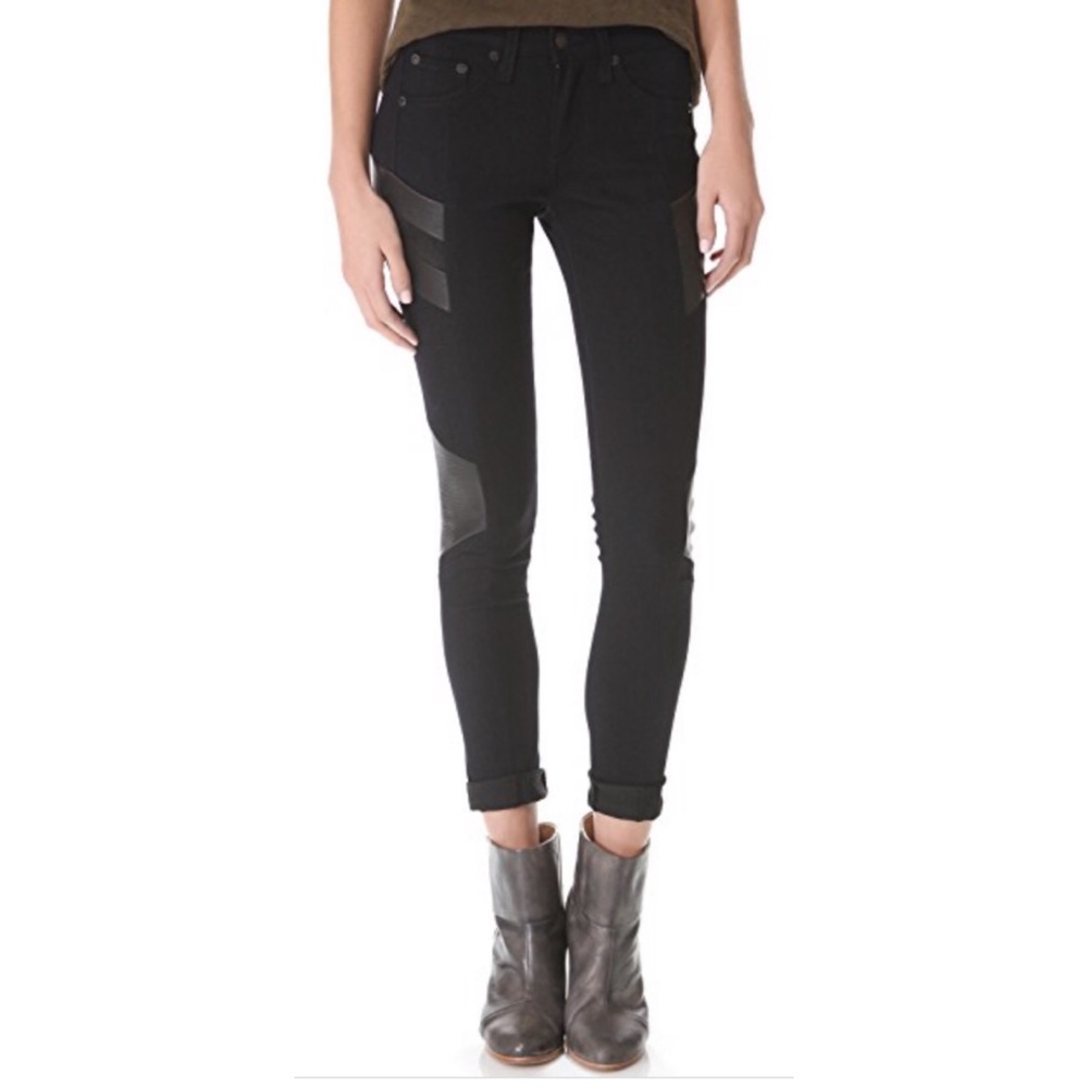 Rag and bone leather panel jeans size 24